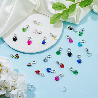 40Pcs 10 Colors Glass European Dangle Charms PALLOY-FI00003-1