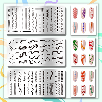 Stainless Steel DIY Nail Art Templates MRMJ-WH0092-028-1