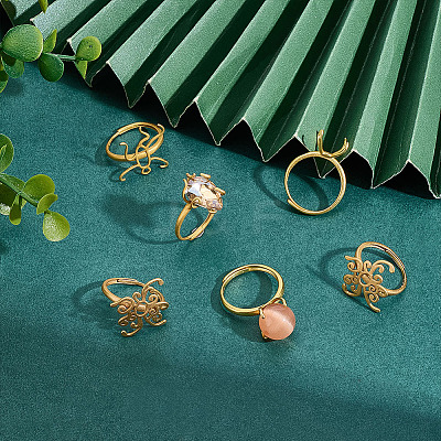 6Pcs 3 Styles Adjustable Brass Ring Components FIND-ME0001-78-1