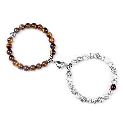 8mm Round Gemstone Beaded Bracelets GW1504-17-1
