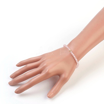 Natural Rose Quartz Stretch Bracelets BJEW-JB03797-01-1