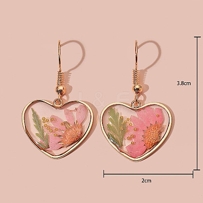 Heart Alloy Resin Dangle Earrings FS-WG72C44-02-1