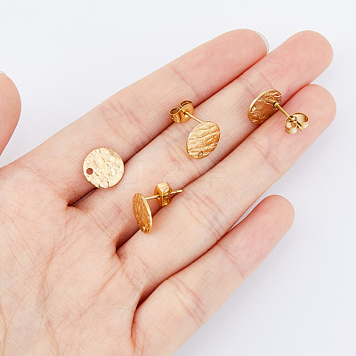 50Pcs Ion Plating(IP) 304 Stainless Steel Stud Earring Findings STAS-DC0012-98-1