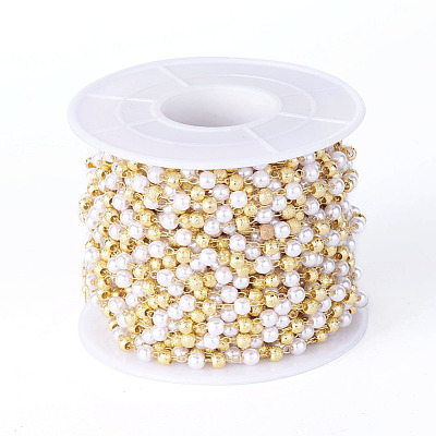 Handmade Acrylic Beaded Chains KK-I651-02G-1