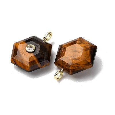 Natural Tiger Eye Pendants G-P588-02G-08-1