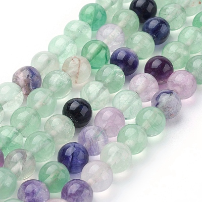 Natural Fluorite Beads Strands G-E112-8mm-18-1