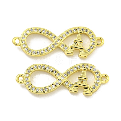 Rack Plating Brass Micro Pave Clear Cubic Zirconia Infinity with Tower Links KK-B091-48G-01-1