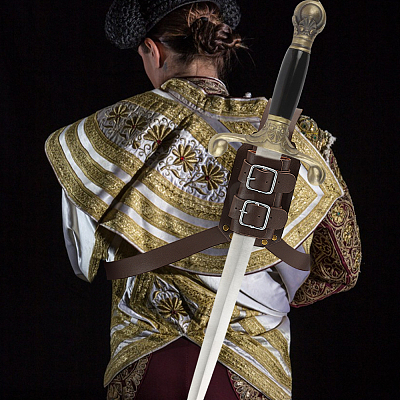 PU Leather Sword Holster Sword Back Sheath for Medieval Renaissance Cosplay Props AJEW-WH0248-583-1
