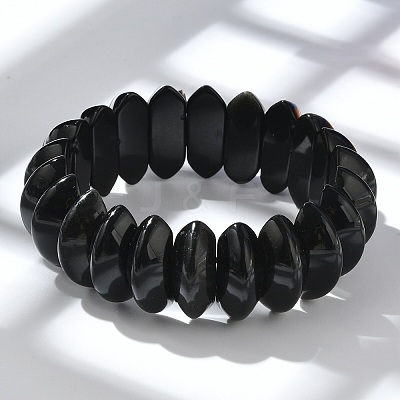 Bicone Natural Obsidian Beads Stretch Bracelets for Women Men BJEW-C097-05E-1
