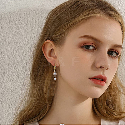 20Pcs 2 Colors Brass Micro Pave Clear Cubic Zirconia Earring Hooks KK-HY0002-81-1