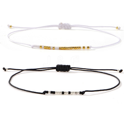 2Pcs Minimalist Glass Seed Bead Braided Bead Bracelets VR4504-1-1