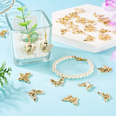 36Pcs 6 Styles UV Plating Alloy Pendants FIND-TA0007-88-1