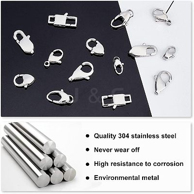 14Pcs 7 Style Polished 316 Surgical Stainless Steel Lobster Claw Clasps STAS-UN0023-46-1