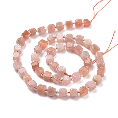 Natural Peach Moonstone Beads Strands G-K323-05-1