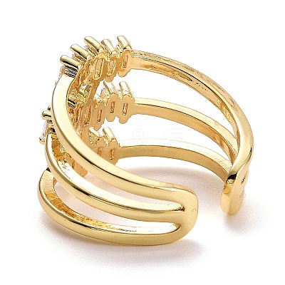 Three Line Cubic Zirconia Cuff Ring LS-RJEW-E170-02G-1