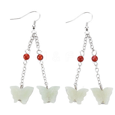 Butterfly Natural New Jade Dangle Earrings for Girl Women EJEW-S212-002-1