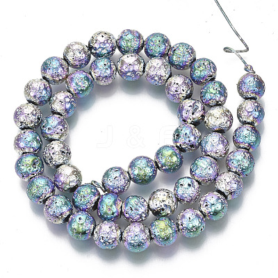 Electroplated Natural Lava Rock Beads Strands G-S352-30C-03-1