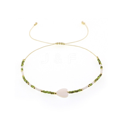 Vintage Glass Seed Bead & Natural Shell & Brass Beads Braided Bead Bracelets QU4025-2-1