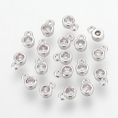 Brass Cubic Zirconia Charms ZIRC-P068-01P-1