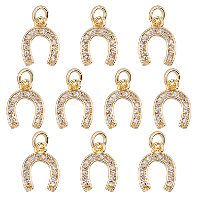10Pcs Brass Micro Pave Cubic Zirconia Pendants KK-HY0004-47-1