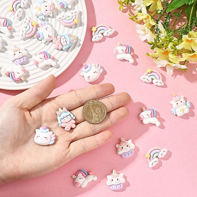 20Pcs Opaque Resin Cabochons CRES-YW0002-72-1