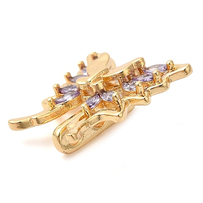 3 Hole Brass Micro Pave Cubic Zirconia Multi-Strand Links KK-G503-36G-02-1