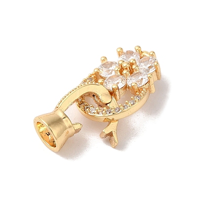 Brass Micro Pave Cubic Zirconia Fold Over Clasps KK-B098-08G-01-1