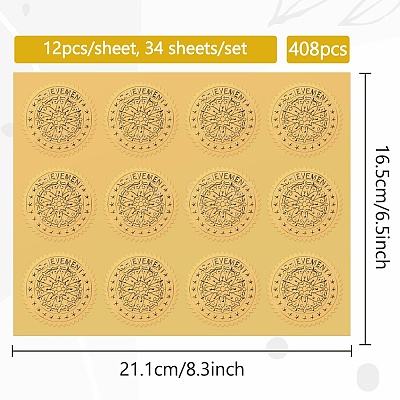 34 Sheets Self Adhesive Gold Foil Embossed Stickers DIY-WH0509-084-1
