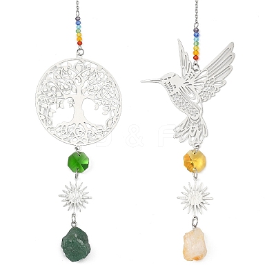 201 Stainless Steel Bird/Tree of Life Suncatcher HJEW-JM04875-1