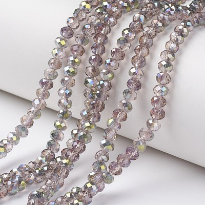 Electroplate Transparent Glass Beads Strands EGLA-A034-T6mm-S19-1