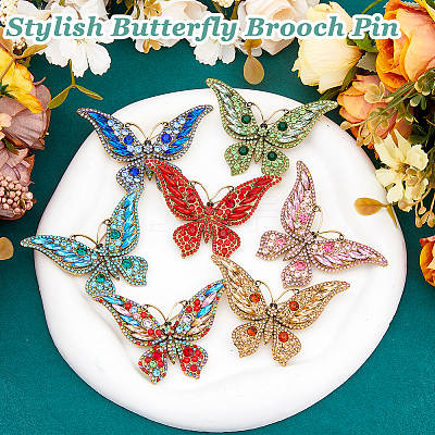 7Pcs 7 Colors Alloy Rhinestone Brooch JEWB-FH0001-65-1
