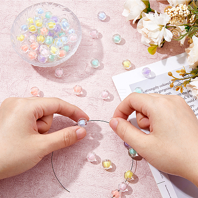 120Pcs 6 Colors Transparent Acrylic Beads TACR-DC0001-06-1