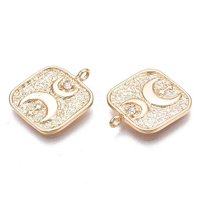 Brass Micro Pave Clear Cubic Zirconia Pendants KK-N232-250-1
