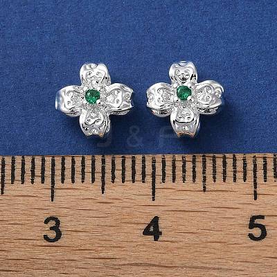 Brass Micro Pave Lime Green Cubic Zirconia Beads KK-P256-11S-1