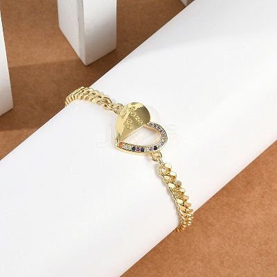 Brass Micro Pave Cubic Zirconia Link Bracelets LS-BJEW-M050-06G-02-1