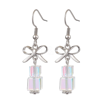 Brass with Glass Dangle Earrings for Women EJEW-TA00550-1