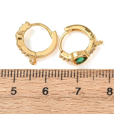 Heart Brass Pave Cubic Zirconia Huggie Hoop Earrings KK-D259-13A-G-1