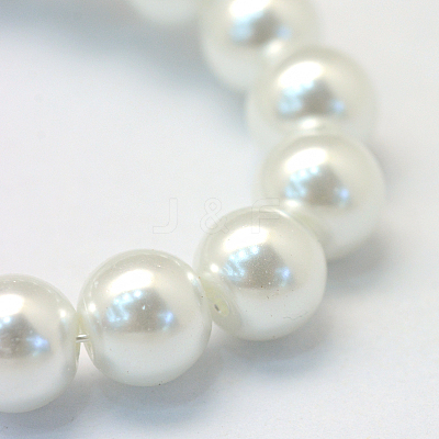 Baking Paint Pearlized Glass Pearl Round Bead Strands HY-Q330-8mm-01-1