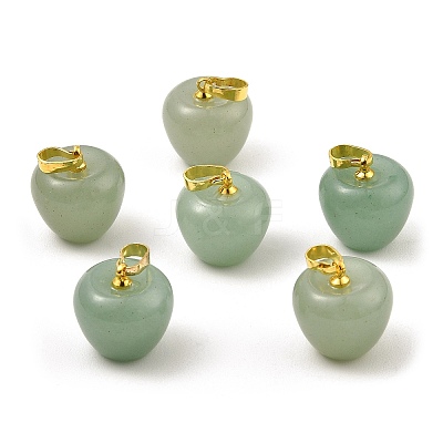 Natural Green Aventurine Teacher Apple Charms G-Z022-02N-G-1