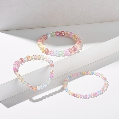 Sparkling Crackle Glass Round Beads Stretch Bracelets Set BJEW-JB07189-1