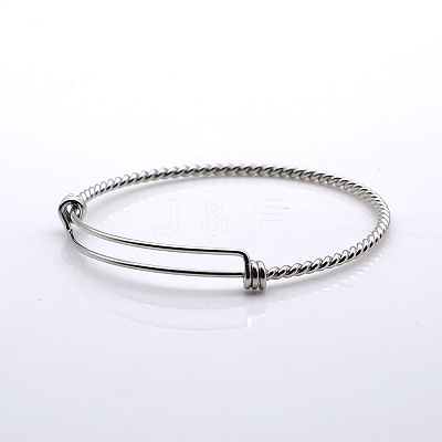 Tarnish Resistant Adjustable 201 Stainless Steel Expandable Bangles NJEW-S105-PJ215-60-1