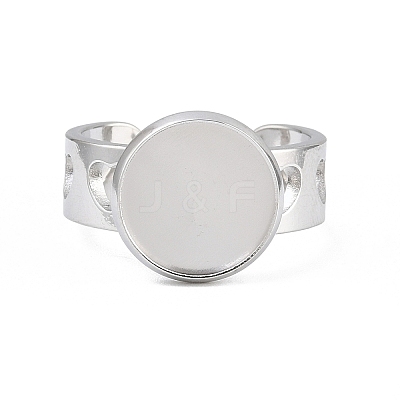Hollow Heart 304 Stainless Steel Cuff Ring Components SA-CBA82C8-02C-P-1