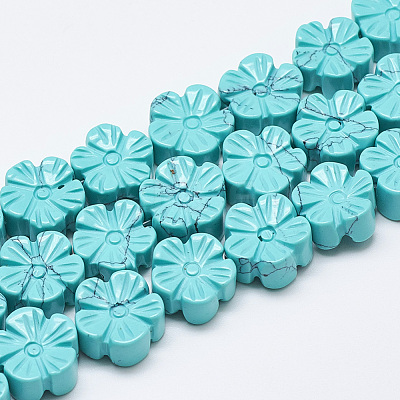 Carved Synthetic Turquoise Beads Strands G-T122-08I-1
