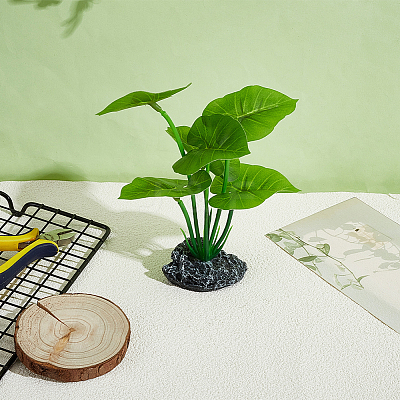 Plastic Artificial Green Leaf Aquarium Plant AJEW-SP0006-20-1