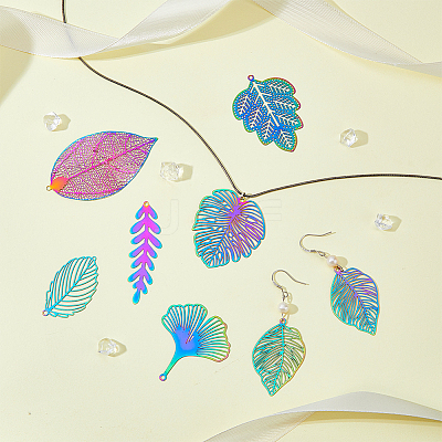 14Pcs 7 Style 201 Stainless Steel Filigree Big Pendants FIND-FH0007-86-1