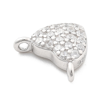 925 Sterling Silver Micro Pave Clear Cubic Zirconia Heart Charms LS-STER-A034-01P-1