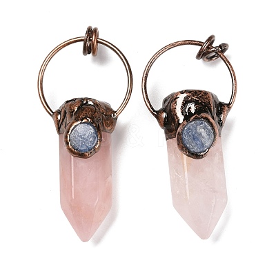 Natural Rose Quartz Big Pointed Pendants G-M383-21B-1