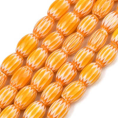 Handmade Millefiori Glass Oval Bead Strands LK-Z001-01B-05-1