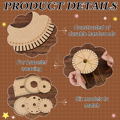 1 Set 6Pcs Wooden Bracelet Knitting Loom Boards TOOL-BC0002-99-1