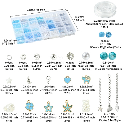 DIY Round Glass & CCB Plastic Beads Bracelets Making Kits DIY-FS0007-56A-1
